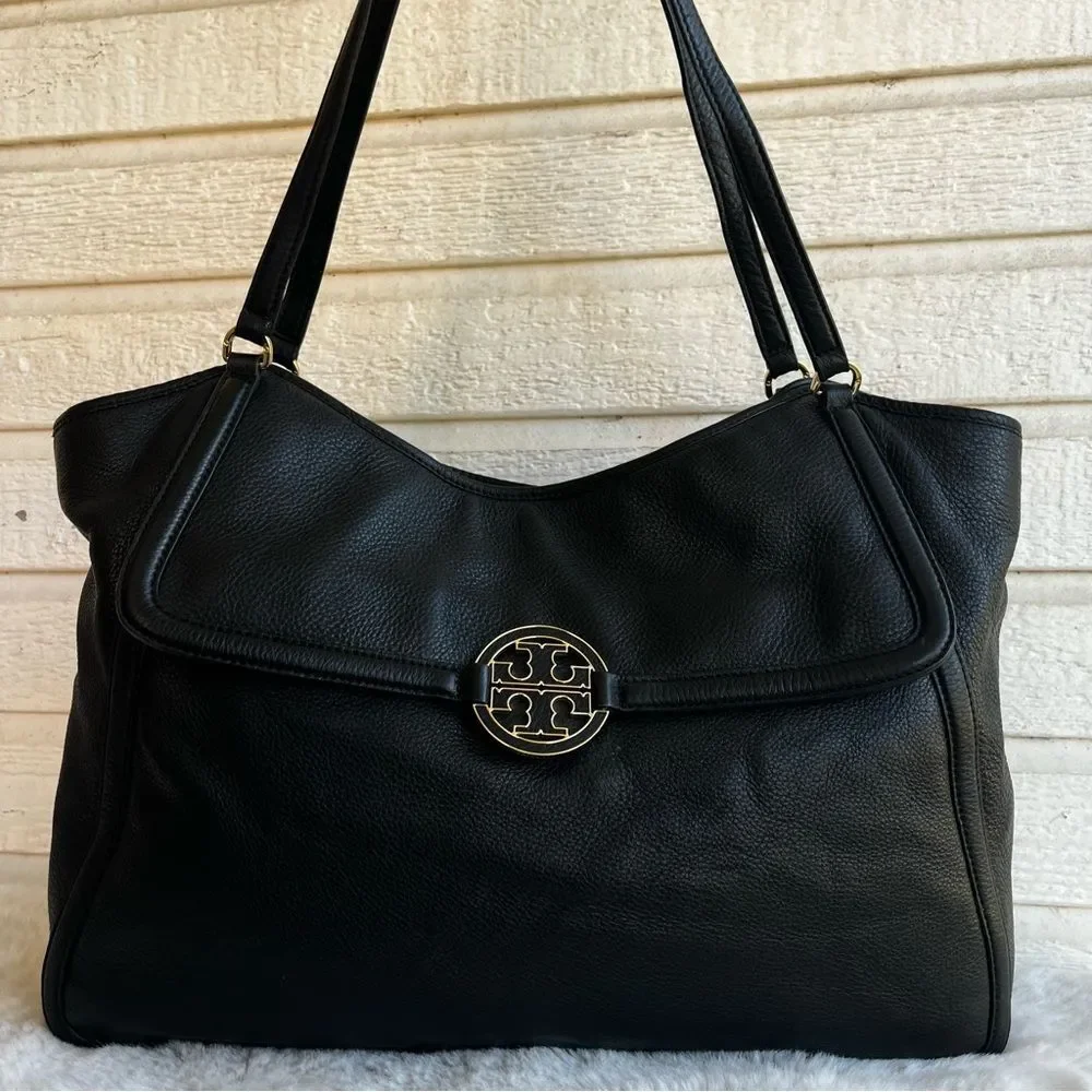 TORY BURCH Black XL Amanda Marion Travel JUMBO Fleming Emerson Tote Shoulder Bag